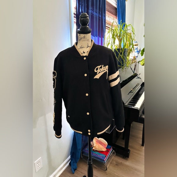 RARE Superdry Wool Varsity Bomber 2020 Summer Olympics Japan Tokyo Patches Women - Picture 2 of 10